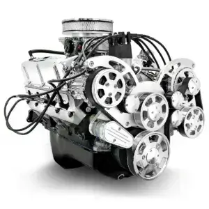 Ford Small Block  347 c.i. Engine - 415 Horsepower - Rear Sump Oil Pan Deluxe Dressed with Polished Pulley Kit - Carbureted