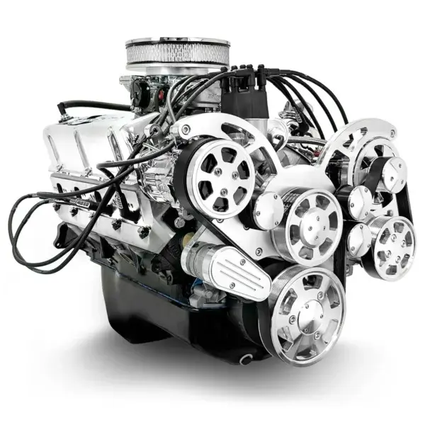 Ford Small Block  347 c.i. Engine - 415 Horsepower - Rear Sump Oil Pan Deluxe Dressed with Polished Pulley Kit - Carbureted