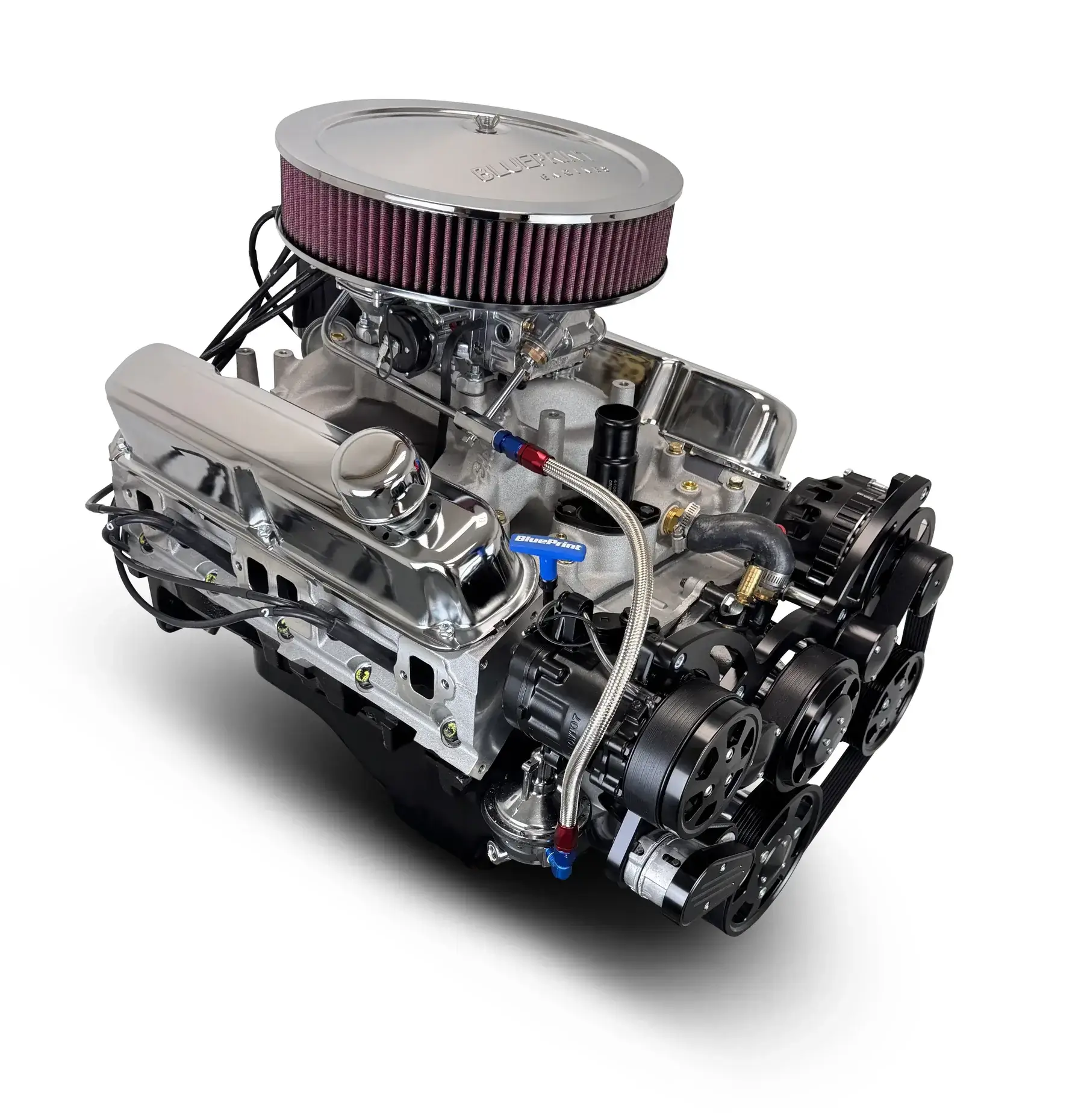 Chrysler Small Block Compatible 408 c.i. Engine - 465 Horsepower - Deluxe Dressed with Black Pulley Kit - Carbureted - Image 3