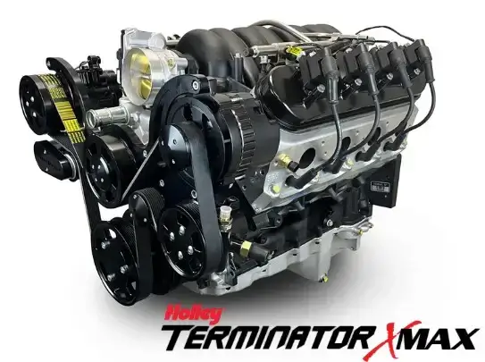 GM LS Compatible 427 c.i. Pro Series Engine - 605 Horsepower - Deluxe Dressed - Black Pulley Kit - Holley Terminator X EFI System
