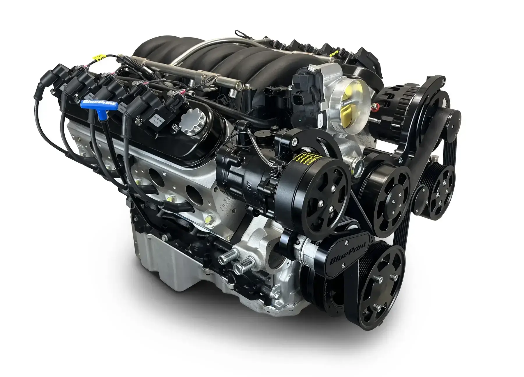 GM LS Compatible 427 c.i. Pro Series Engine - 605 Horsepower - Deluxe Dressed - Black Pulley Kit - Holley Terminator X EFI System - Image 3